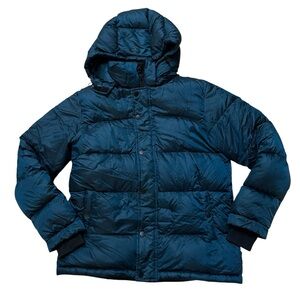 TNA Teal Blue Puffy Hooded Jacket